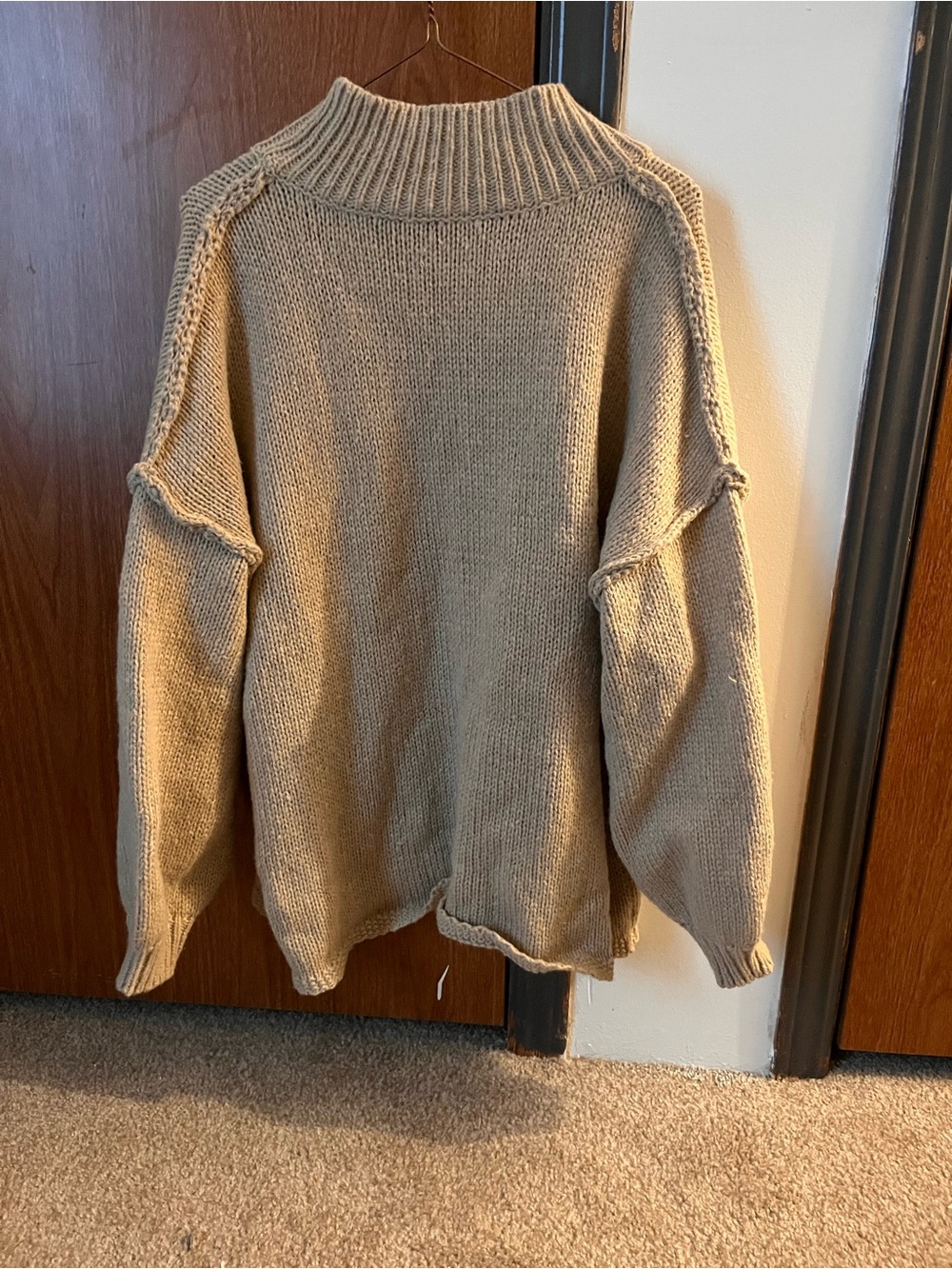 Women’s Tunic Casual Crewneck Sweater in Beige